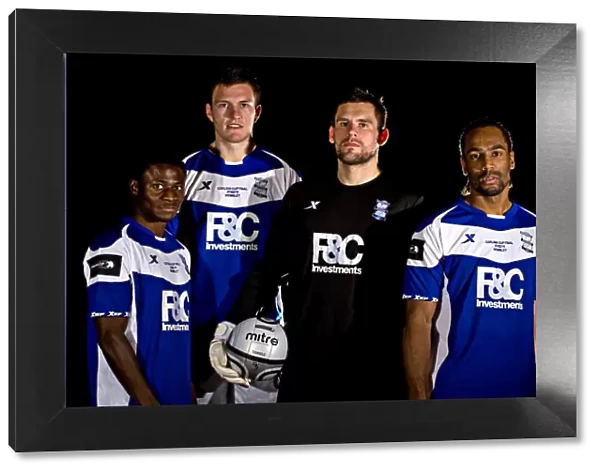 L-R: Birmingham Citys Obafemi Martins, Craig Gardner, goalkeeper Ben Foster and Cameron Jerome