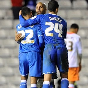 Birmingham City FC: Nathan Redmond, Marlon King, and Curtis Davies Celebrate Championship Win over Blackpool (31-12-2011)
