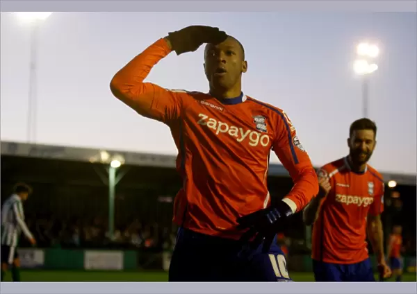 Birmingham City's Wes Thomas Euphorically Celebrates His Second Goal Against Blyth Spartans in the FA Cup Third Round