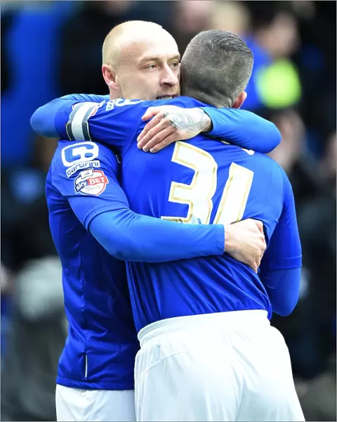Birmingham City: Cotterill and Caddis Celebrate Opening Goal Against Huddersfield Town (Sky Bet Championship)