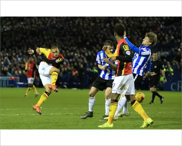 James Vaughan's Determined Shot: Birmingham City vs Sheffield Wednesday - Sky Bet Championship - Hillsborough