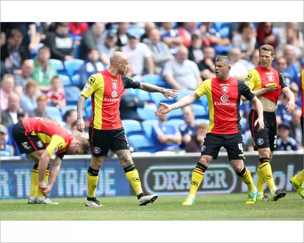 Birmingham City's David Cotterill and Paul Robinson Celebrate First Goal vs. Cardiff City (Sky Bet Championship)