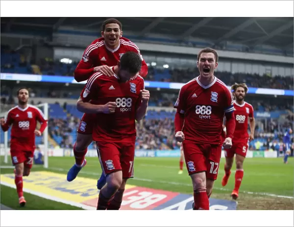 Late Drama: Jutkiewicz, Gardner, and Adams Celebrate Birmingham's Draw Against Cardiff in Sky Bet Championship