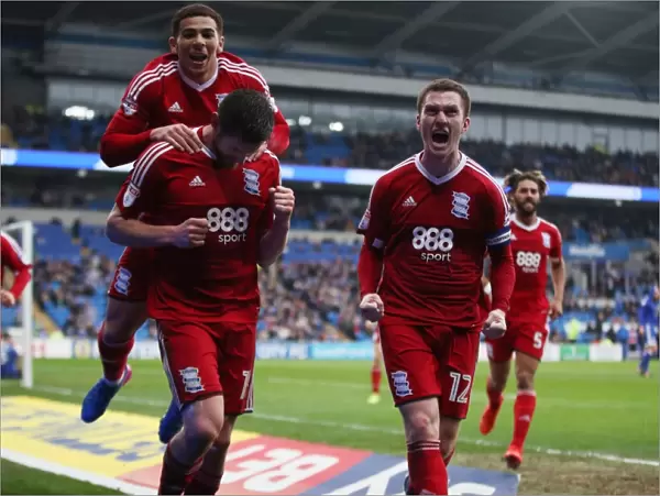 Late Drama: Jutkiewicz, Gardner, and Adams Celebrate Birmingham's Draw Against Cardiff in Sky Bet Championship