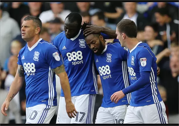 Birmingham City Celebrate: Maghoma, Gardner, and Ndoye Rejoice Over Maghoma's Second Goal Against Bristol City (Sky Bet Championship)