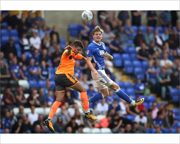 Birmingham City vs. Reading: Sam Gallagher Fights for the Header in Sky Bet Championship Clash (2017-18)