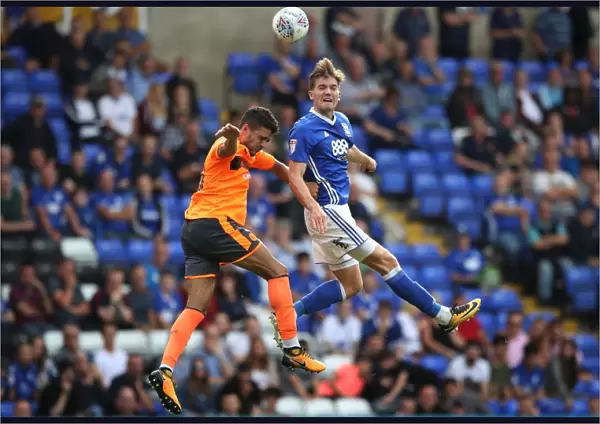 Birmingham City vs. Reading: Sam Gallagher Fights for the Header in Sky Bet Championship Clash (2017-18)