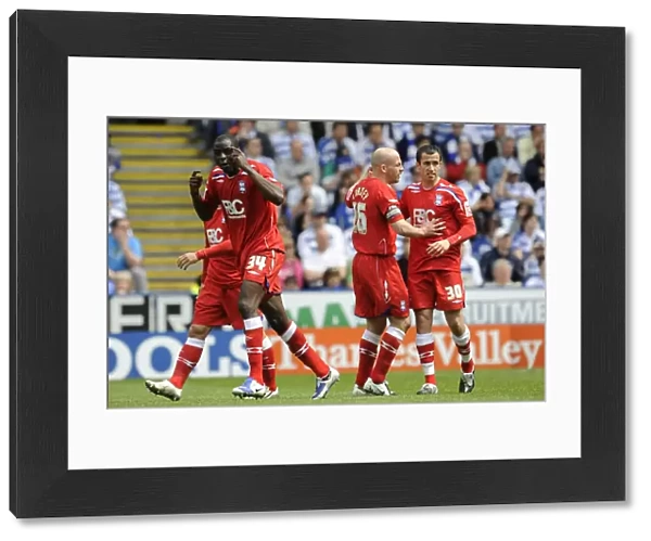 Birmingham City: Djimi Traore and Team Celebrate Keith Fahey's Goal Against Reading (03-05-2009, Madejski Stadium)
