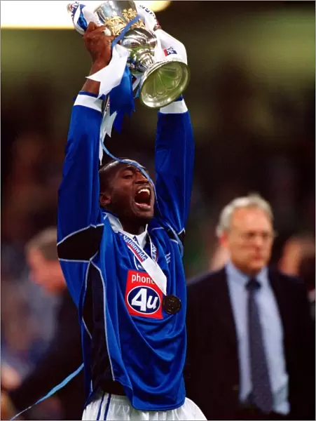 Birmingham City FC: Olivier Tebily Celebrates Promotion to Premier League with Playoff Trophy (2002)
