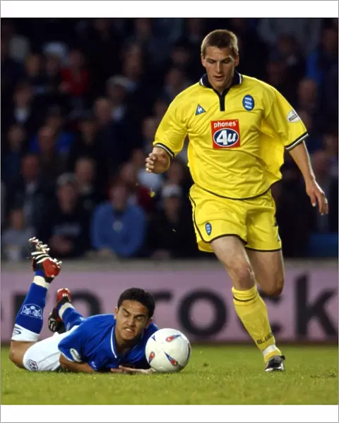 Darren Purse Outmuscles Tim Cahill in Birmingham City's Intense Playoff Semi-Final Clash against Millwall (02-05-2002)