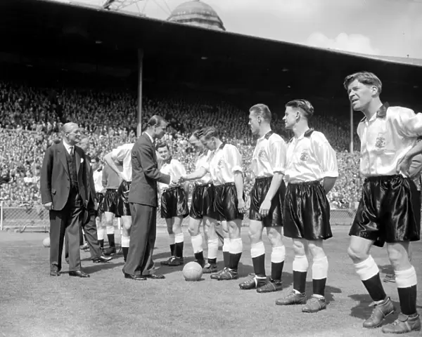 The FA Cup Final at Wembley: Duke of Edinburgh Greets Manchester City and Birmingham City Teams Before the Match