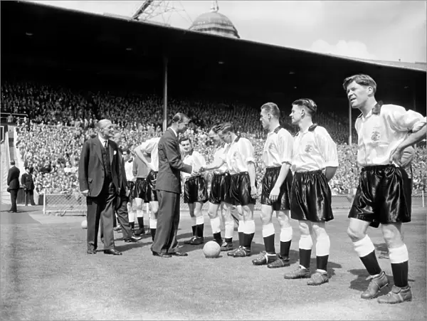 The Duke of Edinburgh Meets Birmingham City: FA Cup Final Team Introductions at Wembley Stadium (1963) - Manchester City vs. Birmingham City