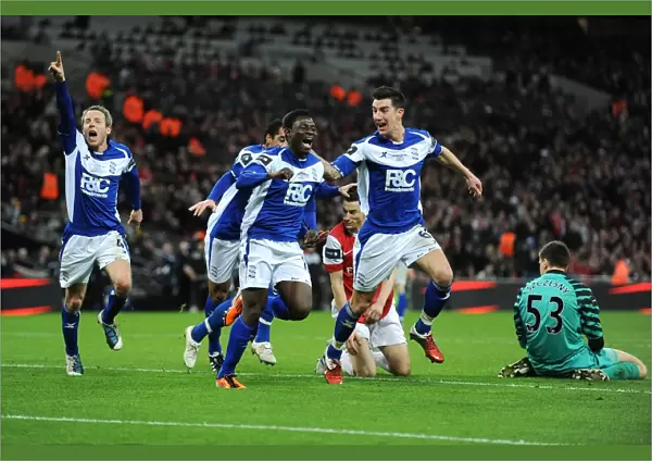 Obafemi Martins Double Strike: Birmingham City's Thrilling Celebration in Carling Cup Final - Arsenal's Koscielny and Szczesny React