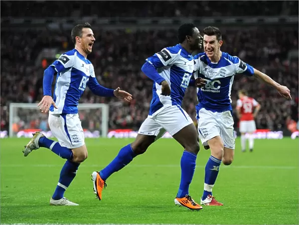 Going Wild: Obafemi Martins and Birmingham City Teammates Euphoric Celebration After Scoring Second Goal Against Arsenal in Carling Cup Final at Wembley Stadium