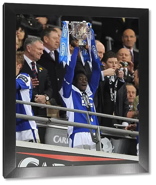 Obafemi Martins Celebrates Carling Cup Victory with Birmingham City at Wembley Stadium