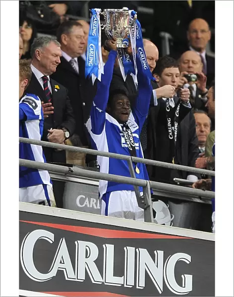Obafemi Martins Celebrates Carling Cup Victory with Birmingham City at Wembley Stadium