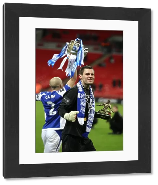 Ben Foster's Triumphant Celebration: Birmingham City FC Wins Carling Cup vs Arsenal at Wembley Stadium