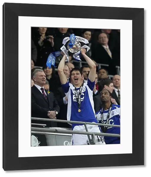 Birmingham City FC: Nikola Zigic Celebrates Carling Cup Victory at Wembley Stadium