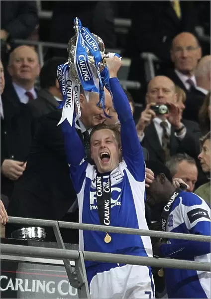 Sebastian Larsson Celebrates Birmingham City's Carling Cup Victory at Wembley