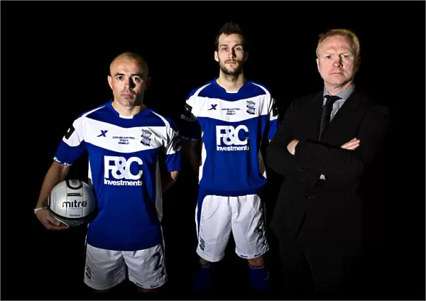 L-R: Birmingham Citys Stephen Carr, Roger Johnson and manager Alex McLeish
