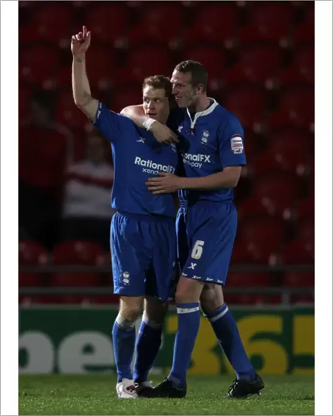 Birmingham City: Chris Burke and Peter Ramage Celebrate Goal in Npower Championship Match vs Doncaster Rovers (March 30, 2012)