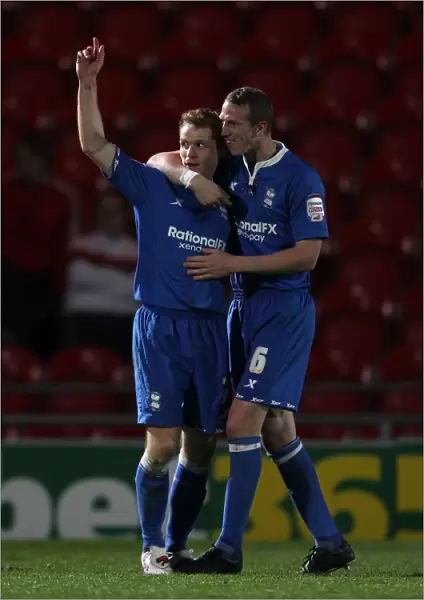 Birmingham City: Chris Burke and Peter Ramage Celebrate Goal in Npower Championship Match vs Doncaster Rovers (March 30, 2012)