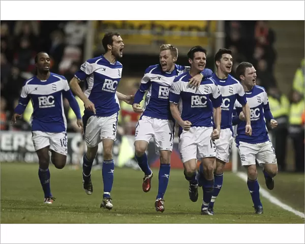 Birmingham City: Scott Dann Scores and Celebrates with Teammates Against Blackpool in Premier League (04-01-2011)