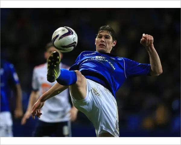 Determined Lunge: Nikola Zigic Battles for the Ball in Birmingham City's Npower Championship Match against Bolton Wanderers
