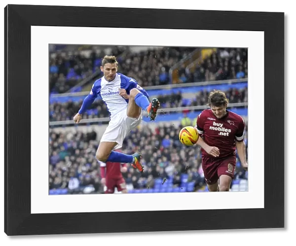 Lovenkrands Goes for Glory: Attempting a Goal for Birmingham City against Derby County (Sky Bet Championship, 01-02-2014)