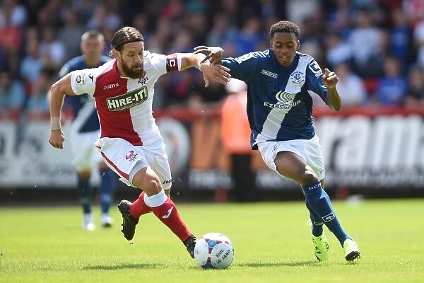 Battling for the Ball: A Intense Moment between Jared Hodgkiss and Reece Brown in Birmingham City's Pre-Season Friendly against Kidderminster Harriers