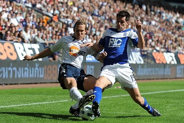 Battling for Ball Supremacy: Scott Dann vs. Kevin Davies, Birmingham City vs. Bolton Wanderers, Barclays Premier League (2010)