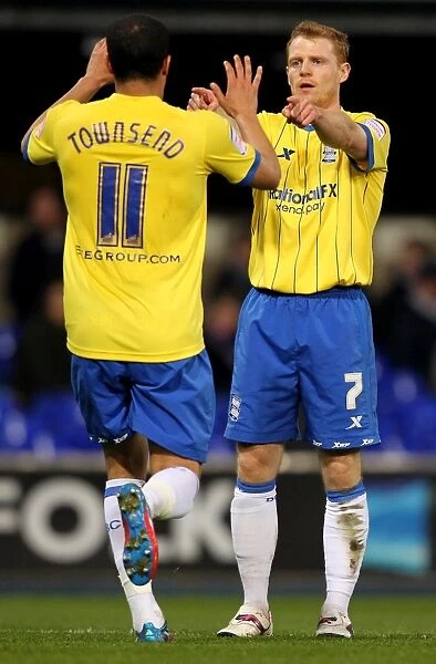 Birmingham City: Burke and Townsend Celebrate Opening Goal Against Ipswich Town (Championship, 17-04-2012)