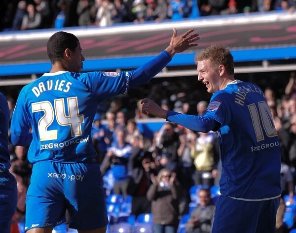 Birmingham City FC: Curtis Davies and Erik Huseklepp Celebrate Goal Against Derby County in Npower Championship (03-03-2012, St. Andrew's)