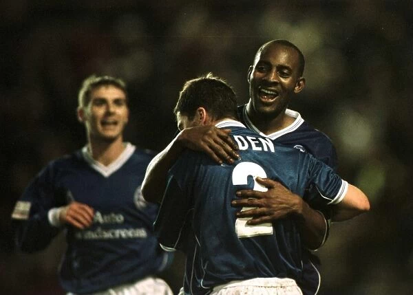Birmingham City FC: Dele Adebola and Nicky Eaden's Jubilant Moment after Scoring Second Goal in Worthington Cup Fifth Round against Sheffield Wednesday (December 12, 2000)