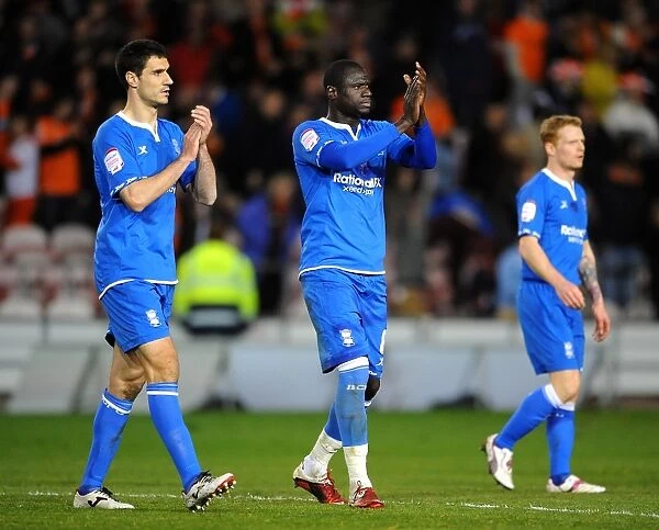 Birmingham City FC: Guirane N'Daw and Pablo Ibanez Celebrate with Fans after Npower Championship Playoff Semi Final Win against Blackpool (04-05-2012)