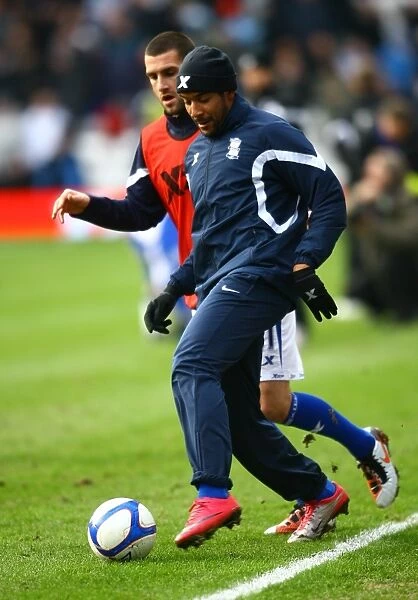 Birmingham City FC: Jean Beausejour and Stuart Parnaby Engaged in Pre-Match Warm-Up Ahead of FA Cup Fourth Round Clash vs Coventry City (29-01-2011)