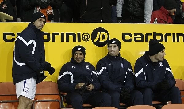 Birmingham City FC: Kevin Phillips and Team-Mates on the Bench during Premier League Match against Blackpool (2011)