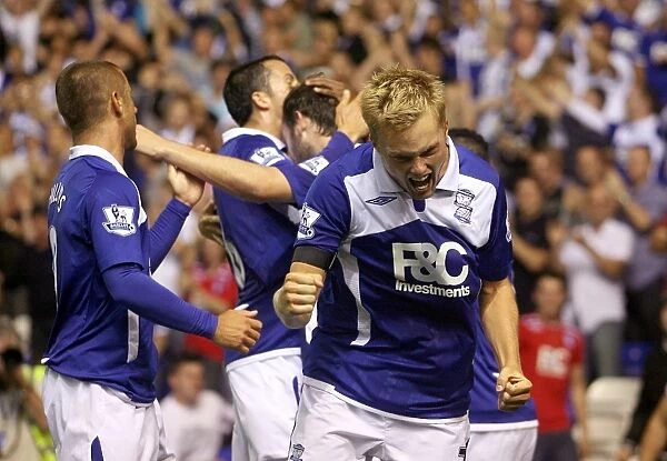 Birmingham City FC: Larsson and McFadden Celebrate Winning Goal vs. Portsmouth (Premier League, 19-08-2009)