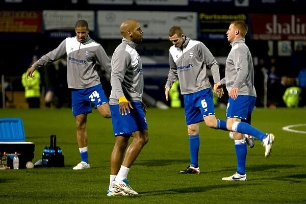 Birmingham City FC: Marlon King and Adam Rooney in Pre-Match Warm-Up at Fratton Park Against Portsmouth (Npower Championship, 20-03-2012)