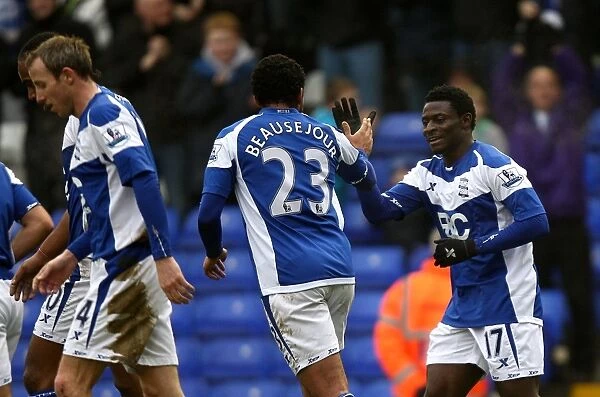 Birmingham City FC: Martins and Beausejour's Euphoric Moment as They Celebrate Second Goal in FA Cup Fifth Round against Sheffield Wednesday (February 19, 2011)