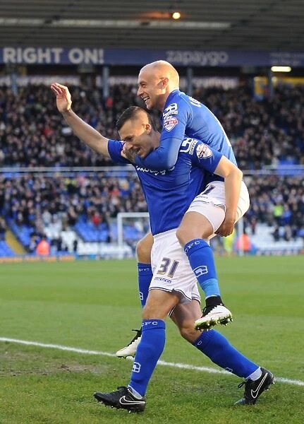 Birmingham City FC: Paul Caddis and David Cotterill Celebrate Opening Goal Against Reading in Sky Bet Championship