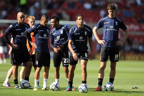 Birmingham City FC Players Warming Up Ahead of Npower Championship Clash at Nottingham Forest's City Ground