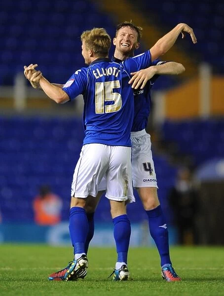 Birmingham City FC: Wade Elliott and Steven Caldwell's Euphoric Moment as They Celebrate Goal in Capital One Cup Victory over Barnet