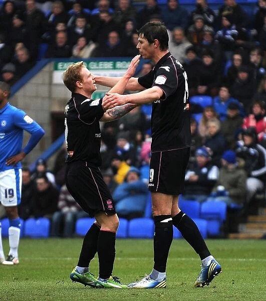 Birmingham City FC: Zigic and Burke Celebrate Opening Goal Against Peterborough United