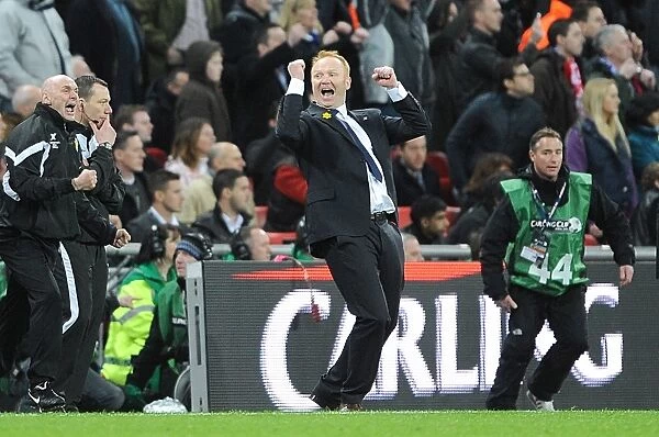 Birmingham City FC's Carling Cup Triumph: Alex McLeish's Euphoric Goal Celebrations after Defeating Arsenal at Wembley