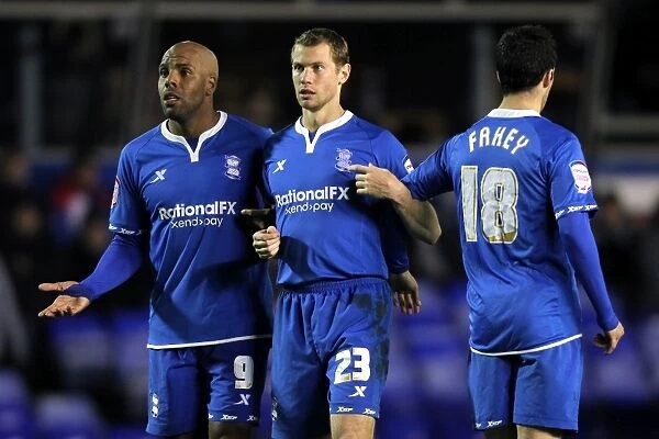 Birmingham City FC's Defensive Trio: Marlon King, Jonathan Spector, and Keith Fahey Unite Against Burnley (Npower Championship, 22-11-2011, St. Andrew's)