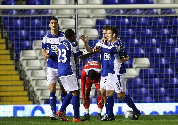 Birmingham City: Hleb, Gardner, Beausejour - Celebrating the First Goal Against Milton Keynes Dons in Carling Cup