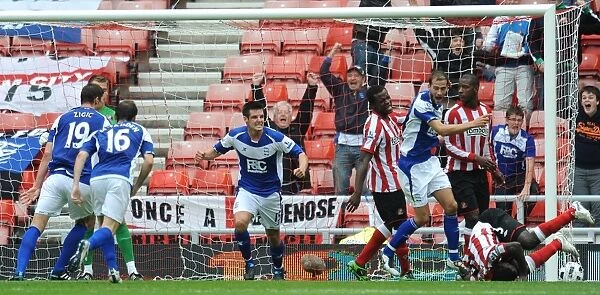 Birmingham City: Johnson and Dann Celebrate Second Goal Against Sunderland in Barclays Premier League (14-08-2010)