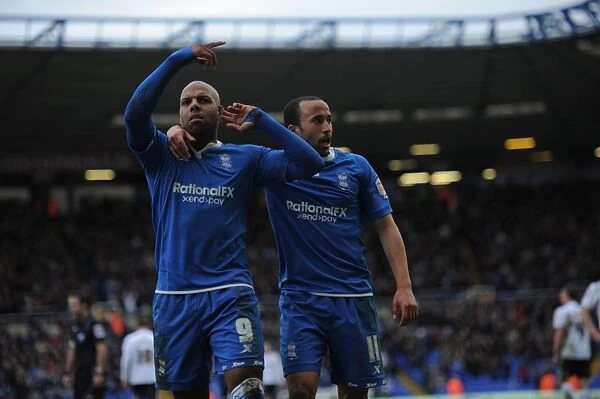 Birmingham City: Marlon King and Andros Townsend's Jubilant Moment after Securing Victory against Derby County (03-03-2012)
