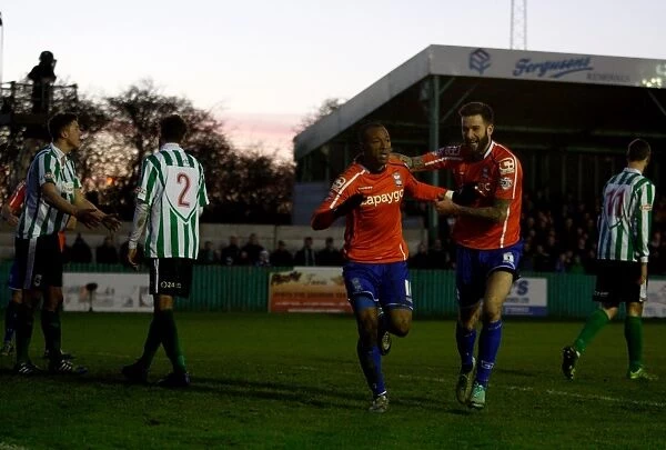 Birmingham City: Wes Thomas and David Edgar Celebrate Second Goal in FA Cup Third Round against Blyth Spartans